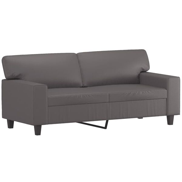 vidaXL Canap&eacute; 2 places avec oreillers d&eacute;coratifs gris 140cm similicuir