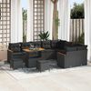 vidaXL Ensemble de canap&eacute; de jardin 12 pcs Noir Poly Rattan