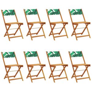 vidaXL Chaises de jardin pliantes lot de 8 vert tissu et bois massif
