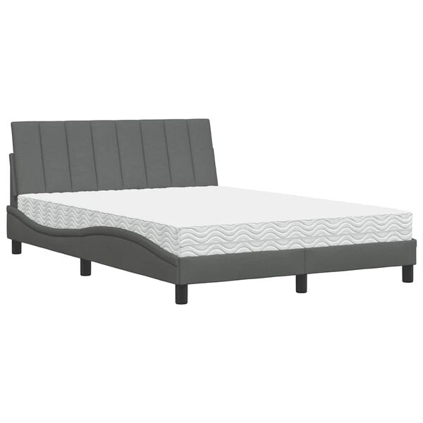 vidaXL Lit avec matelas Hanko gris foncé 140x200 cm tissu