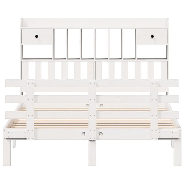 vidaXL Lit biblioth&egrave;que sans matelas blanc 160x200 cm bois pin massif