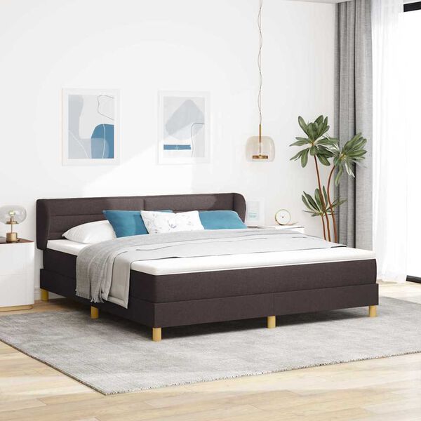 vidaXL Lit &agrave; ressorts avec matelas Marron fonc&eacute; 180 x 200 cm tissu