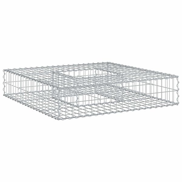 vidaXL Lit sur&eacute;lev&eacute; gabion Argent&eacute; 100 x 100 x 20 cm Acier galvanis&eacute;
