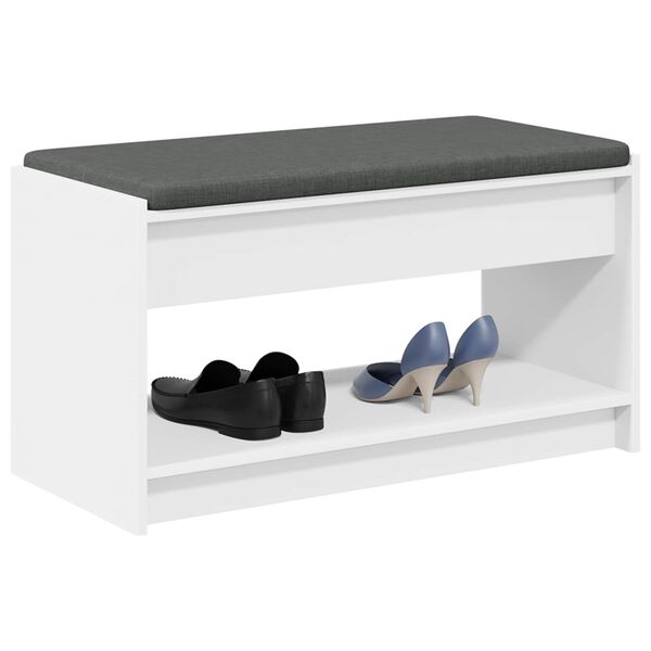 vidaXL Banc d'entr&eacute;e Blanc 83 x 38 x 45 cm Bois Ing&eacute;nierie et Tissu