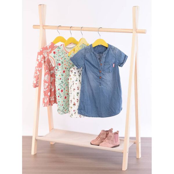 Storage solutions Porte-v&ecirc;tements pour enfants &agrave; 1 niveau Bois de pin