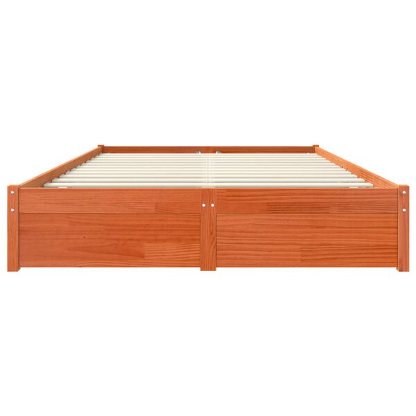 vidaXL Cadre de lit Cire marron 140 x 200 cm Bois de Pin Massif