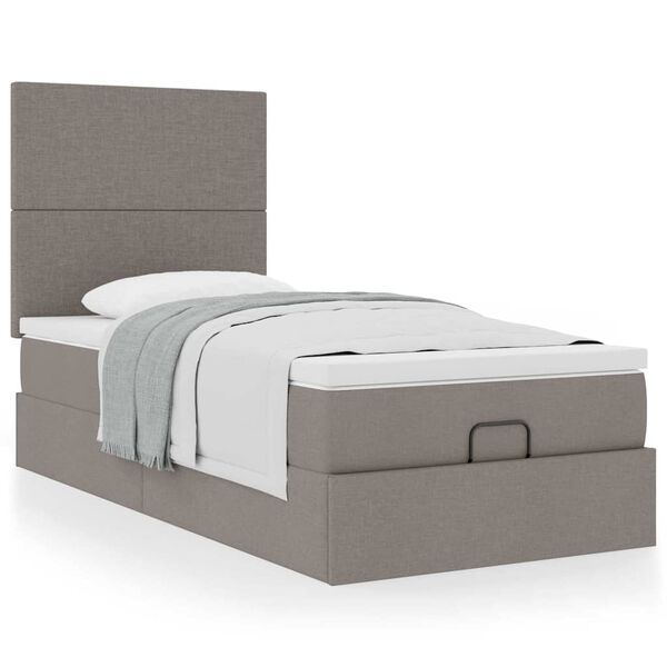 vidaXL Lit ottoman avec matelas taupe 90x200 cm tissu