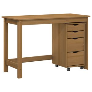 vidaXL Ensemble bureau et cabinet roulant MOSS 2 pcs Brun Miel