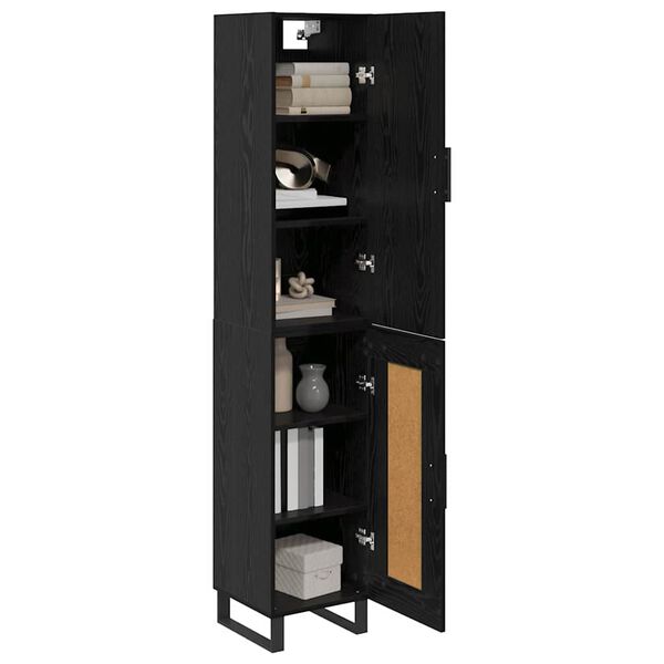 vidaXL Haut Armoire Ch&ecirc;ne noir 34,5 x 34 x 180 cm Bois d'ing&eacute;nierie