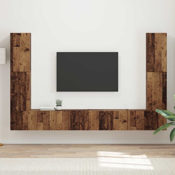 vidaXL Ensemble meuble TV 8 pcs Bois Ancien Bois d'ing&eacute;nierie