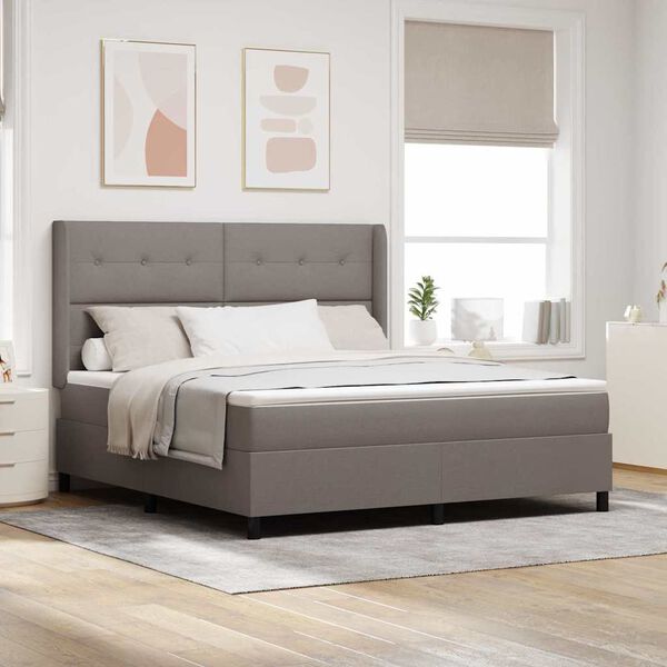 vidaXL Lit &agrave; ressorts avec matelas Taupe 180 x 200 cm tissu