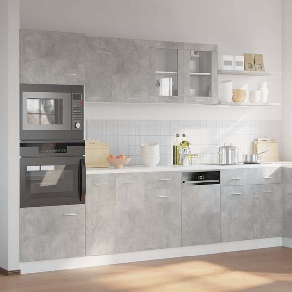 vidaXL Ensemble de meubles de cuisine 7 pi&egrave;ces "Lyon" en bois d'ing&eacute;nierie gris b&eacute;ton