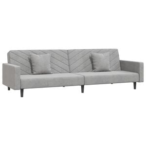 vidaXL Canap&eacute;-lit &agrave; 2 places avec deux oreillers Gris clair Velours