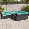 vidaXL Salon de jardin et coussins 11 pcs noir r&eacute;sine tress&eacute;e acacia