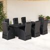 vidaXL Ensemble &agrave; manger de jardin 9pcs coussins noir r&eacute;sine tress&eacute;e