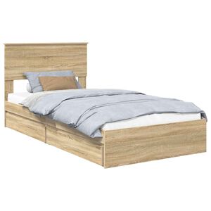 vidaXL Lit de Rangement Ch&ecirc;ne Sonoma 100 x 200 cm Bois d'ing&eacute;nierie