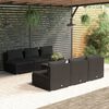 vidaXL Salon de jardin 7 pcs avec coussins Résine tressée Noir