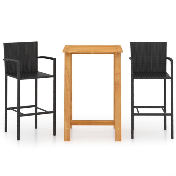 vidaXL Ensemble de bar de jardin 3 pcs Noir