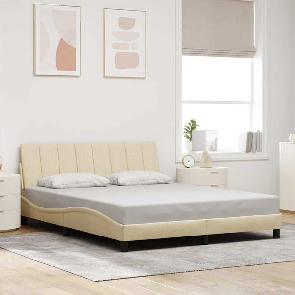 vidaXL Cadre de lit sans matelas Hanko cr&egrave;me 160x200 cm tissu