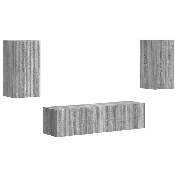 vidaXL Ensemble meuble TV 4 pcs Gris Sonoma Bois d'ing&eacute;nierie