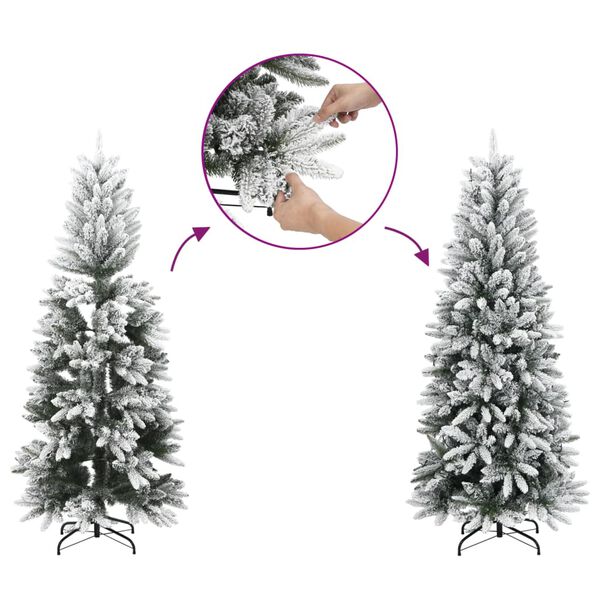 vidaXL Sapin de Noël artificiel mince avec neige floquée 180 cm PVC/PE