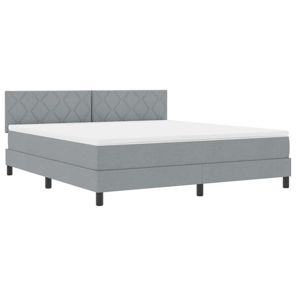 vidaXL Lit &agrave; ressorts avec matelas Gris clair 180 x 200 cm tissu