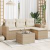vidaXL Salon de jardin avec coussins 5 pcs beige r&eacute;sine tress&eacute;e