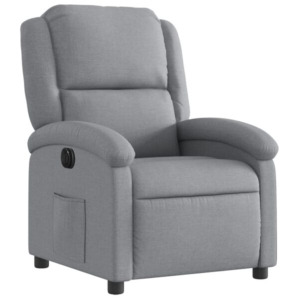 vidaXL Fauteuil inclinable &eacute;lectrique Gris clair Tissu