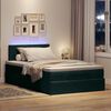 vidaXL Lit ottoman avec matelas et LED vert fonc&eacute; 90x200cm velours