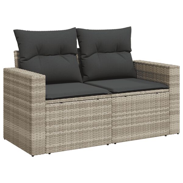vidaXL Salon de jardin avec coussins 10 pcs gris clair r&eacute;sine tress&eacute;e