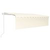 vidaXL Auvent automatique store capteur de vent et LED 5x3 m Cr&egrave;me