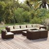 vidaXL Salon de jardin 10 pcs avec coussins R&eacute;sine tress&eacute;e Marron