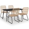 vidaXL Ensemble &agrave; manger d'ext&eacute;rieur 5 pcs r&eacute;sine tress&eacute;e et verre