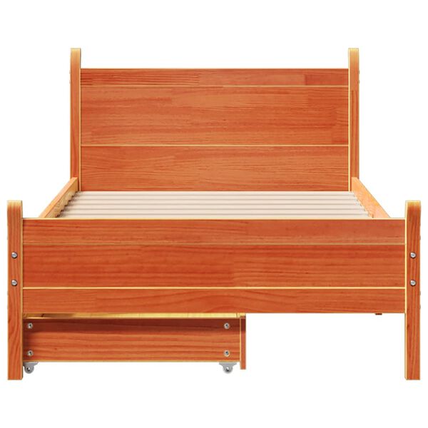 vidaXL Cadre de lit sans matelas cire marron 100x200cm bois pin massif