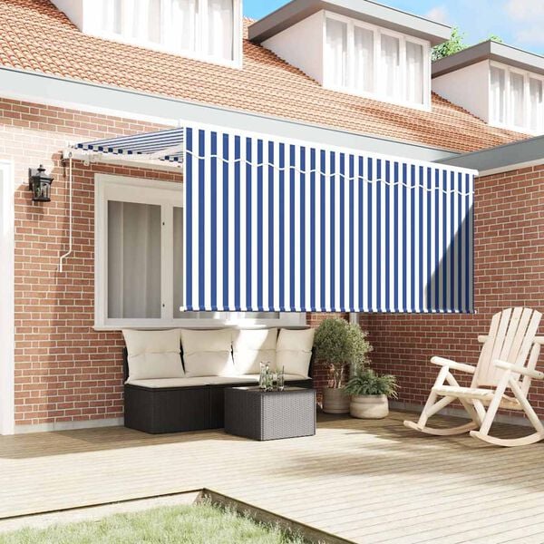 vidaXL Auvent R&eacute;tractable Bleu et Blanc 300 x 200 cm
