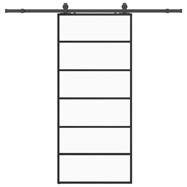 vidaXL Porte coulissante kit de quincaillerie noir 90x205 cm verre ESG