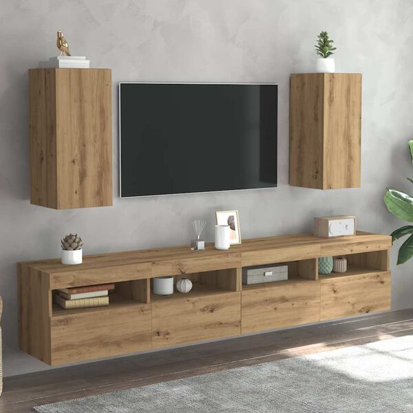 vidaXL Meubles TV 2 pcs ch&ecirc;ne artisanal 30,5x30x60cm bois d'ing&eacute;nierie