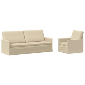 vidaXL Ensemble de Canap&eacute;s 2 pcs Cr&egrave;me Tissu