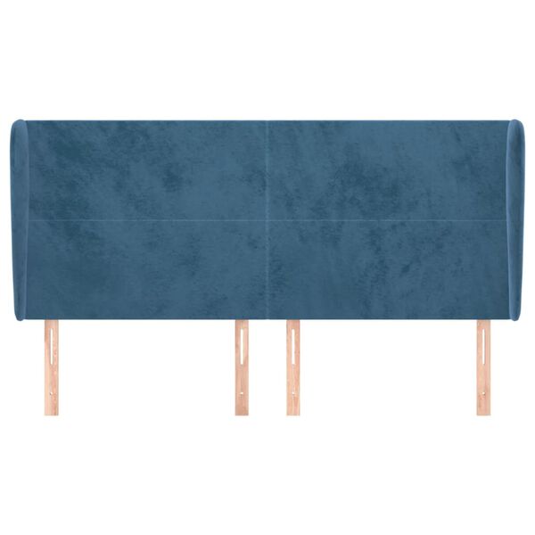 vidaXL T&ecirc;te de lit avec oreilles Bleu fonc&eacute; 203x23x118/128 cm Velours