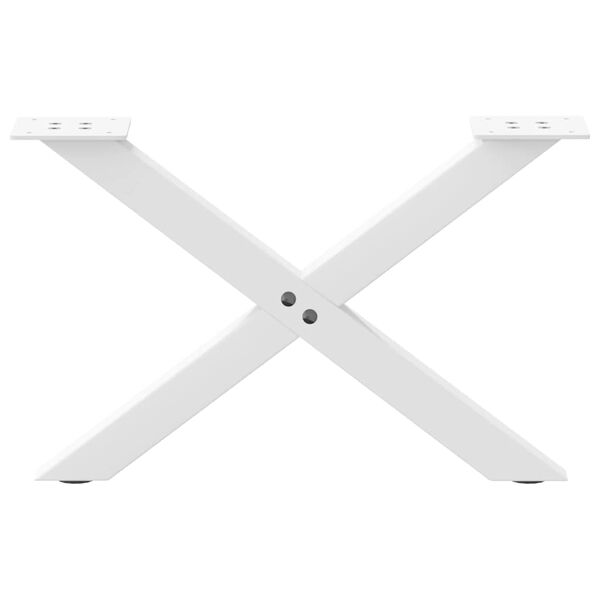 vidaXL Pieds de table basse en forme de X, 2 pi&egrave;ces, blanc, 50 x (30-31) cm, acier