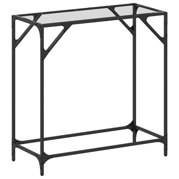 vidaXL Table console avec dessus en verre transparent 80x35x81cm acier