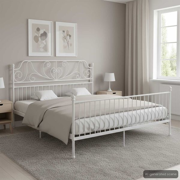 vidaXL Cadre de lit sans matelas blanc m&eacute;tal 200x200 cm