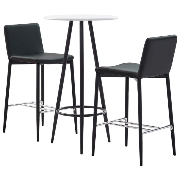 vidaXL Ensemble de bar 3 pcs Similicuir Gris