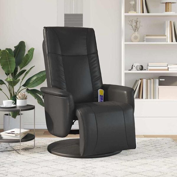 vidaXL Fauteuil de massage pivotant Noir 71 x 90 x 105 cm Simili cuir