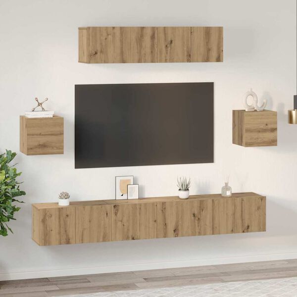 vidaXL Ensemble meuble TV 7 pcs Ch&ecirc;ne artisanal Bois d'ing&eacute;nierie