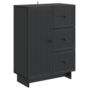 vidaXL Buffet avec tiroir Noir 66 x 34,5 x 90 cm Bois d'ing&eacute;nierie