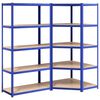 vidaXL &Eacute;tag&egrave;res &agrave; 5 niveaux 2pcs Bleu Acier et bois d'ing&eacute;nierie