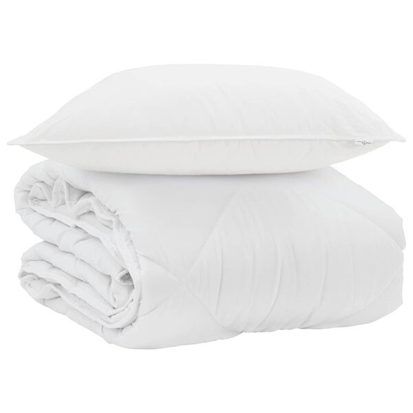 vidaXL Duvet d'&eacute;t&eacute; simple avec oreiller 2 pcs Blanc Microfibre