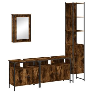 vidaXL Ensemble de meubles de salle de bain 4 pcs Ch&ecirc;ne fum&eacute; Bois