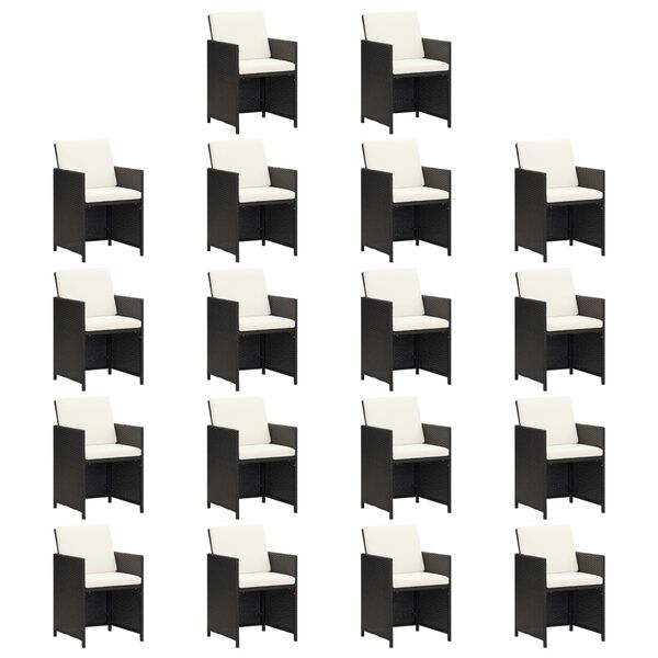 vidaXL Ensemble &agrave; manger de jardin coussins 19 pcs Noir R&eacute;sine tress&eacute;e